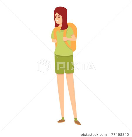 Scouting girl backpack icon, cartoon style Scouting girl backpack icon, cartoon style 77468840
