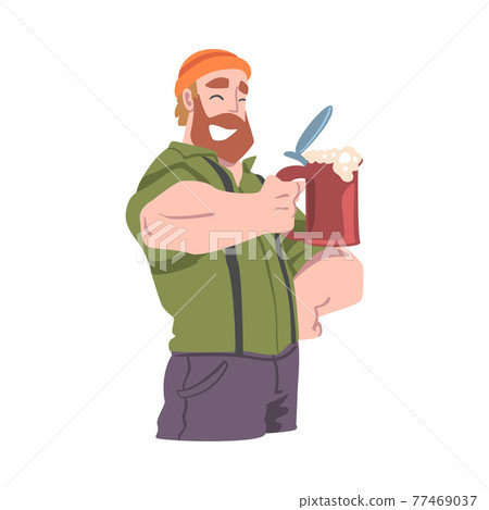 Happy Bearded Man Making Celebratory Toast with Mug of Beer Cartoon Vector Illustration Happy Bearded Man Making Celebratory Toast with Mug of Beer Cartoon Vector Illustration 77469037