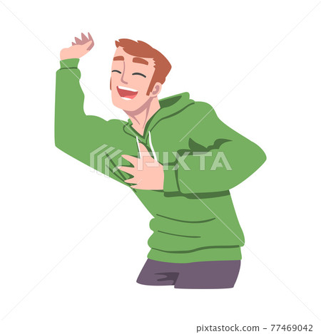 Boastful Guy Demonstrating his Muscles Cartoon Vector Illustration 77469042