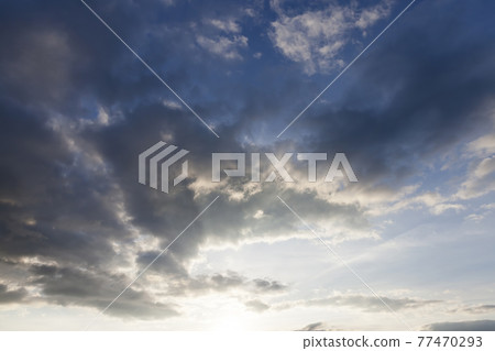 blue sky with lots of clouds 77470293