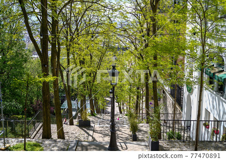 Montmartre's picturesque landscape (Paris, France) 77470891