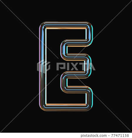 Vivid color glass font Letter E 3D 77471138