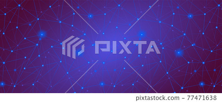 Blue purpke polygonal network grid cover in abstract style. Modern Technology line background, wallpaper. Triangle low poly concept design. Digital data vector structure. Science, tech backdrop. 77471638