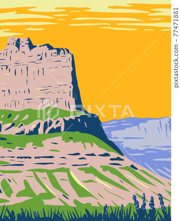 Scotts Bluff National Monument Located near the City of Gering in Nebraska Along the North Platte River WPA Poster 77471881