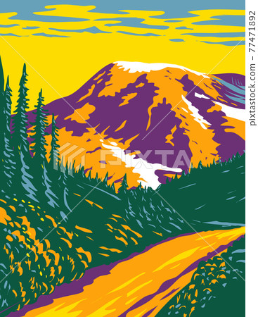 Mount Rainier National Park an Active Stratovolcano in the Cascades Located in Pierce County and Lewis County in Washington State WPA Poster Art 77471892