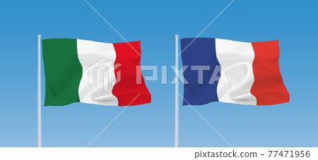 意大利和法國的旗幟 77471956