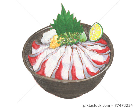 手繪食物和飲料菜單，黃尾魚碗 77473234