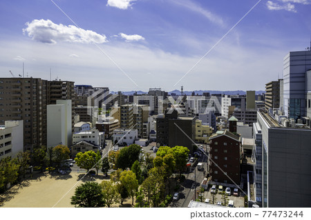 Okayama City, Okayama Prefecture, overlooking the southern part from Okayama City Hall 77473244