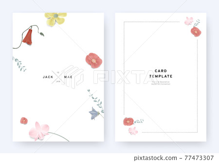 Minimalist floral wedding invitation card template design, various flowers and leaves Minimalist floral wedding invitation card template design, various flowers and leaves 77473307