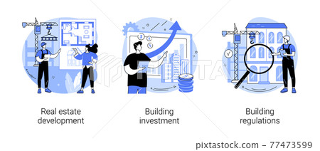 Construction project abstract concept vector illustrations. 77473599