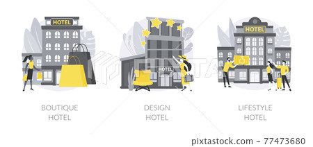 Holiday accommodation abstract concept vector illustrations. Holiday accommodation abstract concept vector illustrations. 77473680