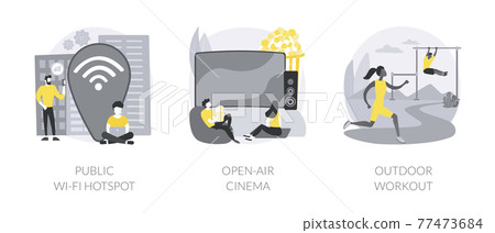 Outdoor and public facilities abstract concept vector illustrations. 77473684