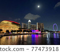 美麗的新加坡摩天觀景輪，夜景 77473918