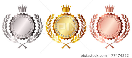 Crown medal laurel icon 77474232