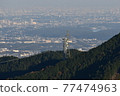 Radio tower standing in the mountains 77474963