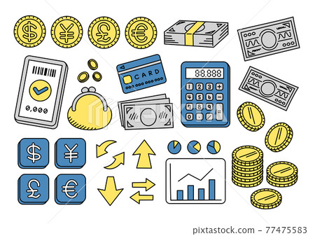 一套與金錢顏色相關的插畫素材 77475583