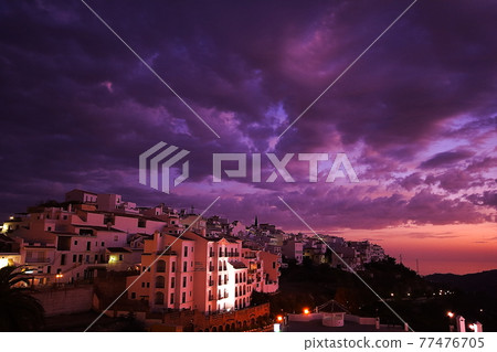 Evening view from Frigiliana, a white village in Andalusia, Spain Evening view from Frigiliana, a white village in Andalusia, Spain 77476705