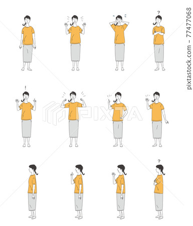 Female basic pose set 77477068