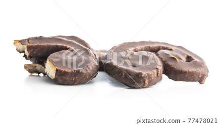 Sweet pastry palmeritas with chocolate icing. Sweet pastry palmeritas with chocolate icing. 77478021