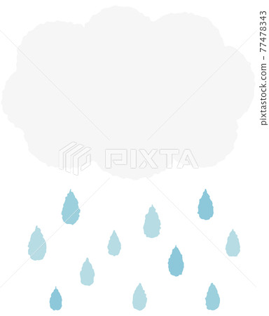 Simple and cute crayon touch cloud and rain illustration Simple and cute crayon touch cloud and rain illustration 77478343