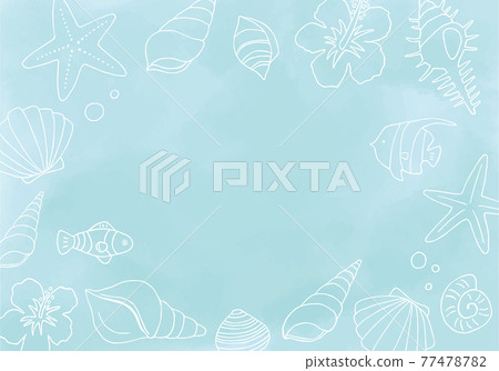Hand drawn seashell illustration frame Hand drawn seashell illustration frame 77478782