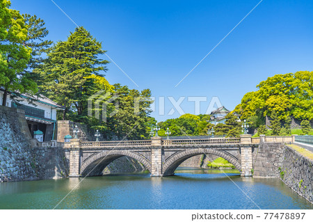 Cityscape of Tokyo Imperial Palace Gaien Nijubashi and Fushimi Turret 77478897