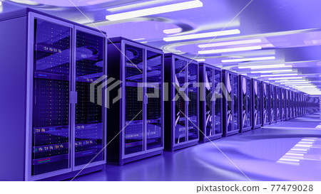 Server room data center. Backup, mining, hosting, mainframe, farm and computer rack with storage information. 3d render Server room data center. Backup, mining, hosting, mainframe, farm and computer rack with storage information. 3d render 77479028
