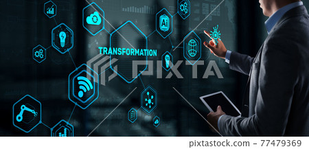 Business Digital Transformation. Future and Innovation Internet and network concept. Technology background Business Digital Transformation. Future and Innovation Internet and network concept. Technology background 77479369