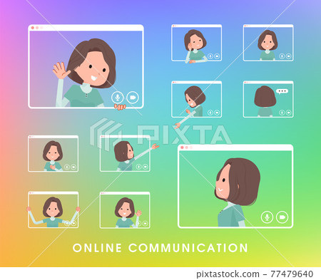 一組在網上交流的中年束腰女性 一組在網上交流的中年束腰女性 77479640