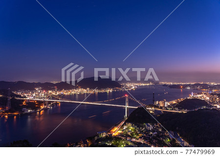 Night view of the Kanmon Strait from Hinoyama Park, Shimonoseki City, Yamaguchi Prefecture Night view of the Kanmon Strait from Hinoyama Park, Shimonoseki City, Yamaguchi Prefecture 77479969