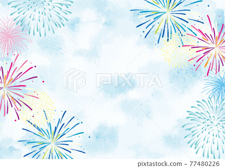Fireworks illustration watercolor background Fireworks illustration watercolor background 77480226