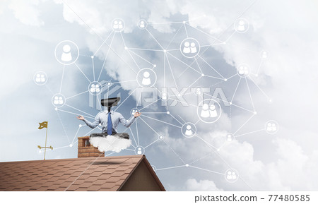 Concept of security and privacy protection with camera headed ma 77480585