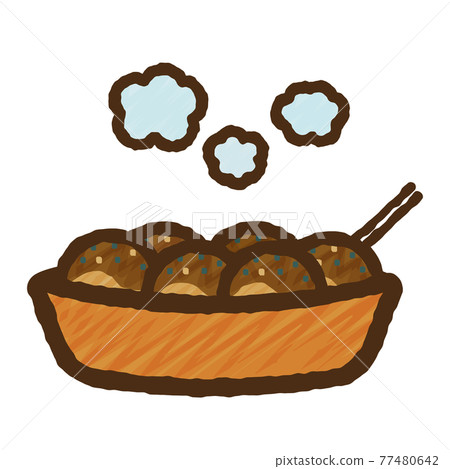 簡單可愛的章魚燒插畫手寫風格 77480642