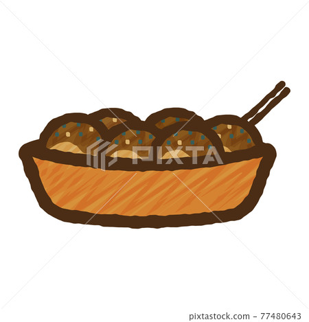 Simple and cute takoyaki illustration handwritten style 77480643