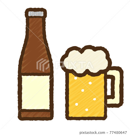Simple And Cute Beer Illustration Handwritten Stock Illustration