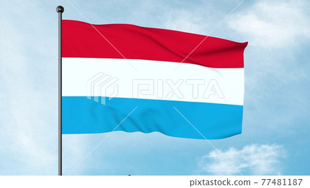 3D Illustration of The flag of Luxembourg is an equal horizontal stripes tricolour of red, white and light blue, and can be in 1:2 or 3:5 ratio. 3D Illustration of The flag of Luxembourg is an equal horizontal stripes tricolour of red, white and light blue, and can be in 1:2 or 3:5 ratio. 77481187