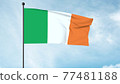 3D Illustration of The national flag of Ireland, 'the tricolour' Irish tricolour, is the national flag and ensign of the Republic of Ireland. 77481188