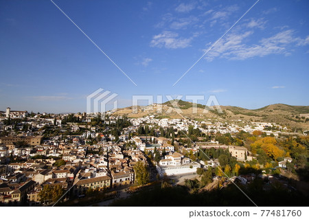 View of the Albaisin district from the Alhambra Palace in Granada, Spain View of the Albaisin district from the Alhambra Palace in Granada, Spain 77481760