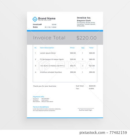 minimal style invoice template design minimal style invoice template design 77482159