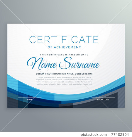 elegant blue wavy certificate of achievement vector design 77482504