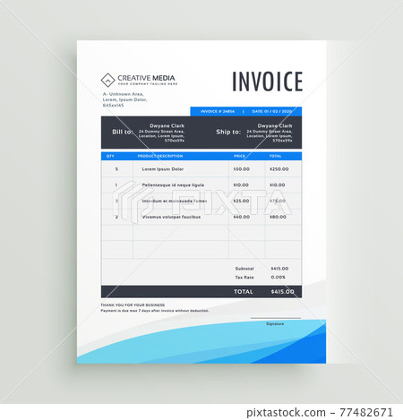 blue invoice template vector design blue invoice template vector design 77482671