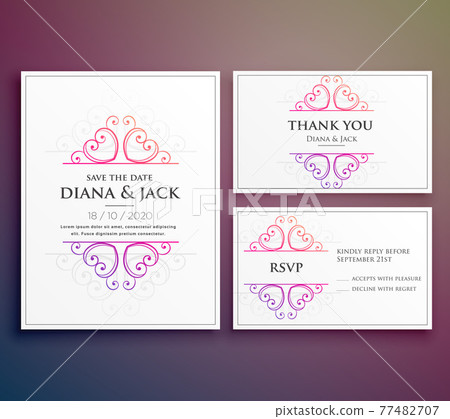 wedding card invitation design with thank you card 77482707