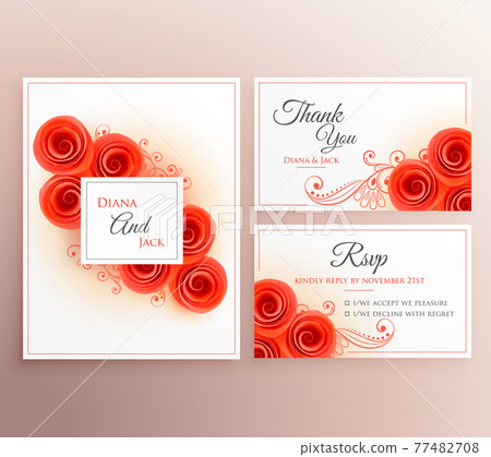 beautiful wedding invitation card with rose flower template beautiful wedding invitation card with rose flower template 77482708