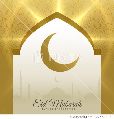 mosque door with crescent moon for eid mubarak 77482802