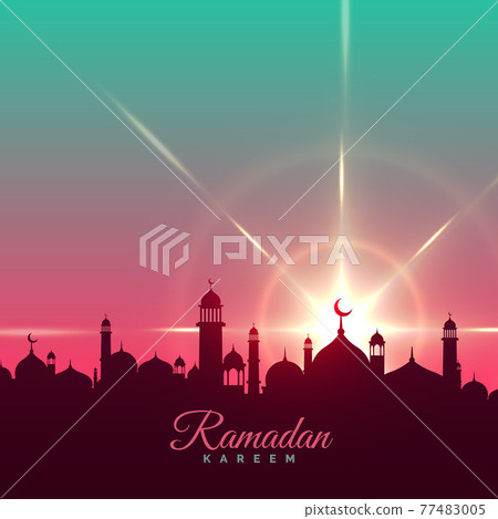 ramadan kareem greeting background with mosque silhouette ramadan kareem greeting background with mosque silhouette 77483005
