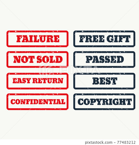 set of rubber stamps with various texts 77483212