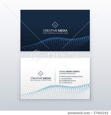 creative concept of business card design with blue particles wave creative concept of business card design with blue particles wave 77483242