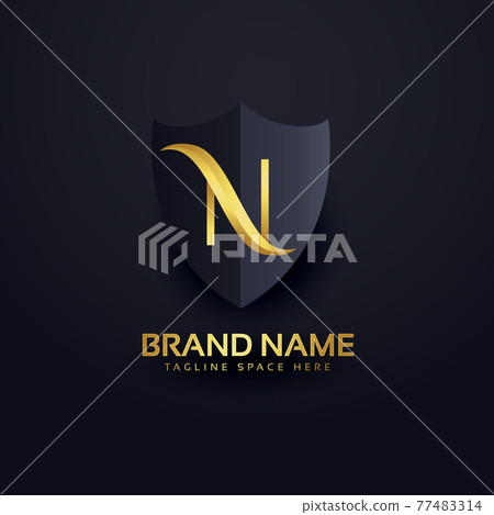 letter n logo in premium style with shield 77483314