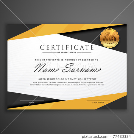 yellow and black geometric certificate award design template 77483324