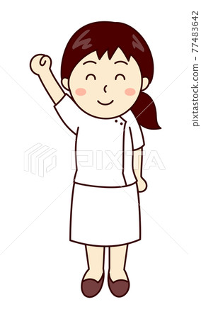 Female nurse doing guts pose Female nurse doing guts pose 77483642